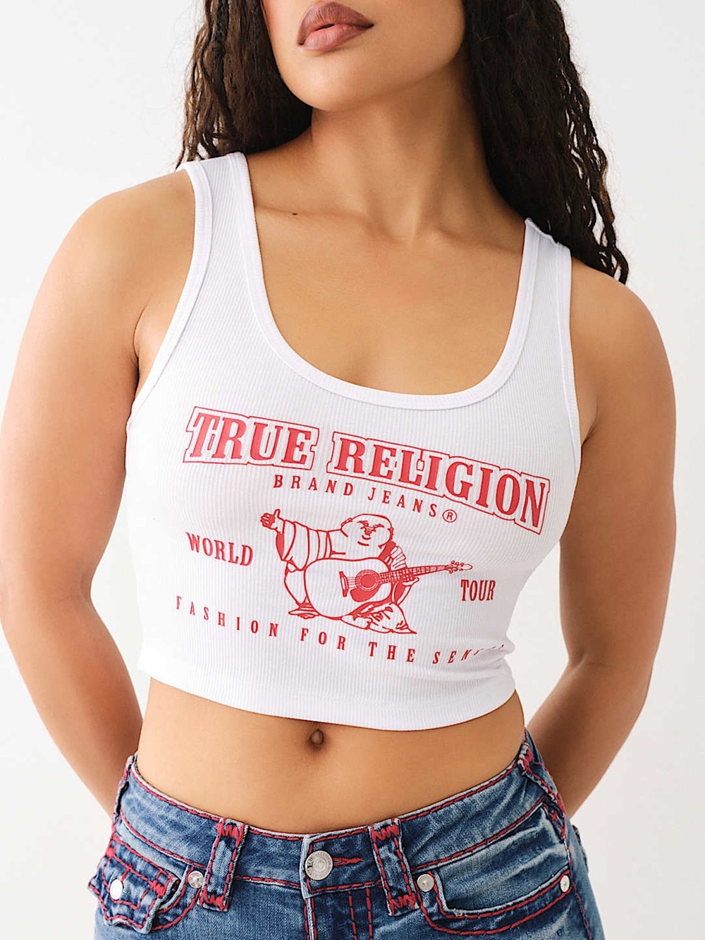 True Religion logo cropped tank top small